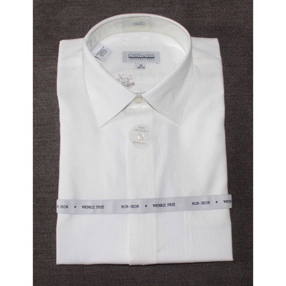Joseph & Feiss Men 16, 32 33 Dress Shirt Long Sleeves White Wrinkle Free NWT